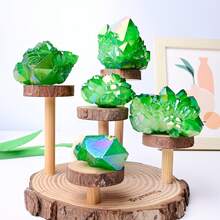 Natural Green Aura Titanium Crystal Quartz Cluster - Rough Specimen For Home And Office Decoration, Creative Gift And Jewelry Ornament - Army Green - View 16