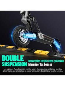 G2 Electric Scooter For Adults, Rated Power 500W, Maximum Peak Power 800W, Maximum Range 45km, 10" Tubeless All Terrain Tires, Adjustable Handlebar Height - 黑色 - 查看 4