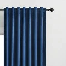 2 Panel Vintage Velvet Curtains, Back Tab Curtains For Living Room, Bedroom And Dining Room, Soft Drape With Good Home Decoration Curtains - Màu xanh hải quân - Xem 2