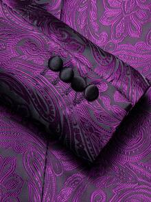 1pcs Mens Blazer Suit Purple Paisley Vintage Fashion Jacket Button Coats Regular Fit Wedding Formal Casual Party Banquet Business-Without Bowtie Set - 紫色 - 查看 8
