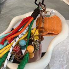 Pandantiv colorat de toamnă timpurie în stil coreean, frânghie de nailon cu mărgele de ulei și ceară retro, breloc de culoare contrastantă