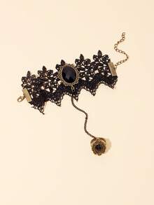 1pc Vintage Pirate Steampunk Lace Skull Mechanical Gear Ring Finger Bracelet