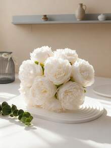 MEHELANY 5pcs Artificial White Peony Flowers, Fake Peony Silk Leaves, Suitable For Wedding, Home, Office, Party, Window Sill Decor, Dining Table Centerpiece, DIY Bridal Bouquet, Arch Decor, Indoor Outdoor Garden Spring Fake Flower Decor, Valentine's Day, Mother's Day, Anniversary Gift For Girls, Women, Mothers, Fathers - White - View 7
