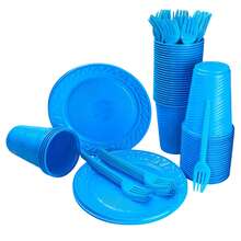 Economic Disposable Kit For 50 People And 150 Party Items - Light Blue - View 2