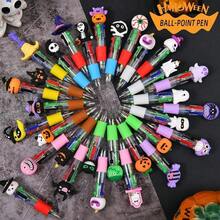 1 Halloween And Christmas Mini Multi-Color Pen, 4-In-1 Cute Ballpoint Pen, Pumpkin Ghost, Christmas Wizard Multi-Color Pen, Suitable For Halloween And Christmas Party Gifts, Trick Or Treat Gift Fillers And Birthday Gifts, Double Festival Atmosphere Maker In Pen Case (Random Style) - 彩色 - 查看 6