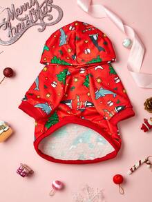 Áo hoodie in hình cá voi sát thủ và cá heo, ấm áp và thoải mái cho chó và mèo trong nhà/ngoài trời. - Đỏ - Xem 6
