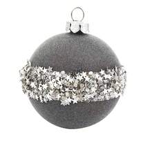 16Pcs Christmas Ball Ornaments Set Flocking Balls Tree Hanging Decor For Home Holiday Party - Grey - View 4