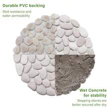 10in River Rock Stepping Stones Set 6 Pack Polished Pebble LongLasting PVC Mesh Backing Perfect For Garden Paths And Lawns Outdoor Landscaping Decoration White Circle - 白色 - 查看 5