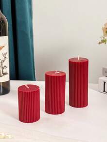 5cm * 17.5cm Wine Red Gear Cylindrical Aromatherapy Candle Atmosphere Decoration, Soy Candle Decoration Center, Wedding, Party, Ramadan, Daily, Christmas Home Decoration Candles, Suitable For Giving Gifts To Women/Men On Birthdays, High-End Niche Gifts - Burgundy - View 6