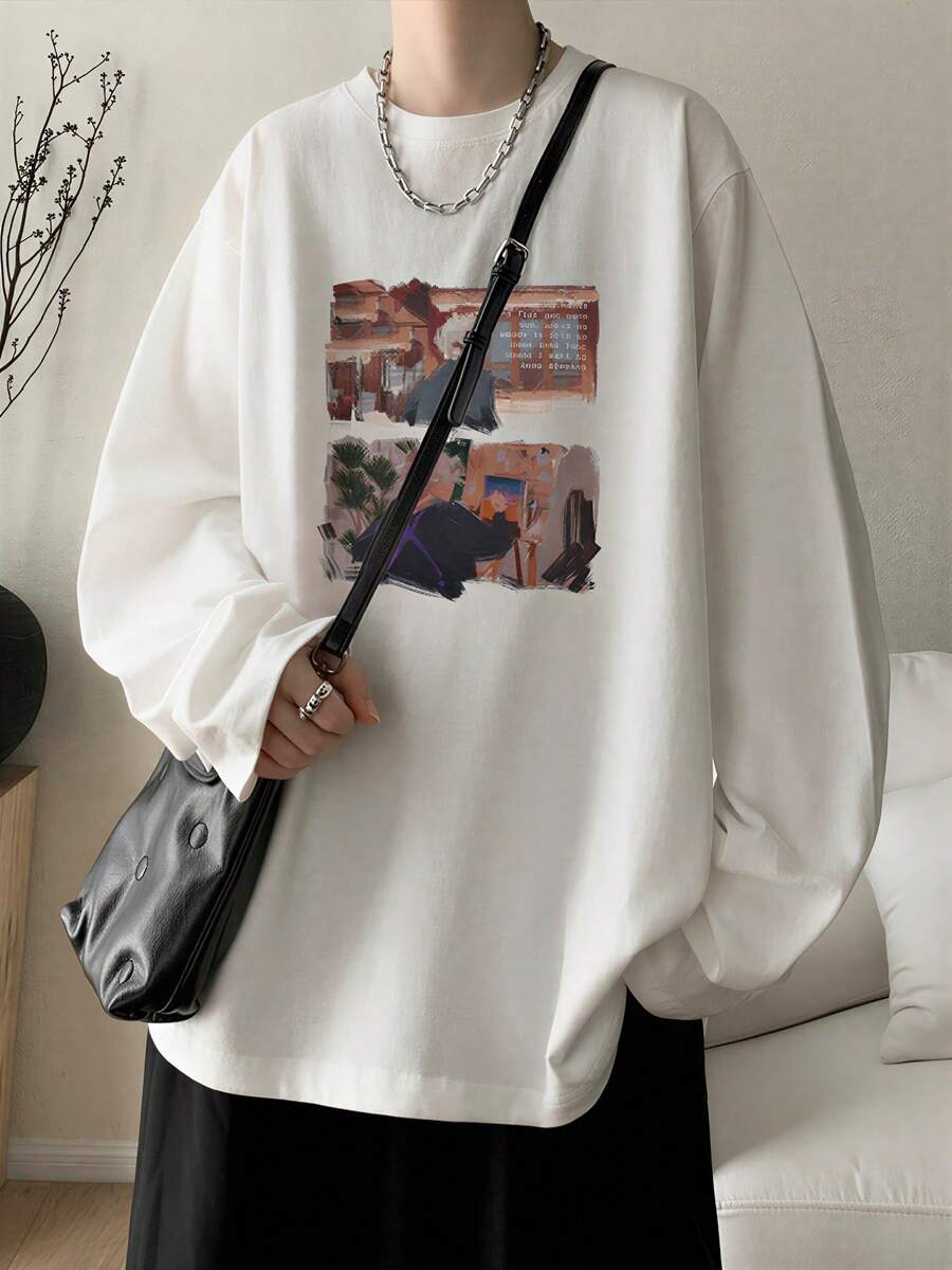 Domestic Shipping | Next-Day Delivery | 200g Heavyweight T-Shirt | Long Sleeve | Short Sleeve | Stand Out With A Bold Print! Perfect For Dates Or Everyday Wear, This 100% Cotton T-Shirt Is Perfect For All Seasons. - 白色 - 查看 1