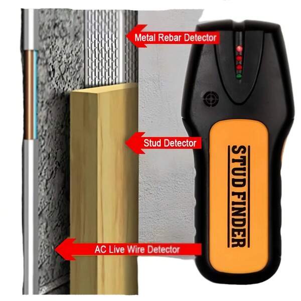 Wall Stud Finder, Precise Locator With No Blind Spots. Multi-Function Wall Scanner, Accurate Detection, Wide Applicable Range. Makes Drilling Safer, Can Detect Hidden Metal Studs, Wooden Beams And Live Wires In Walls, Ceilings And Floors, Suitable For Metal, Wood And Live Wire Detection