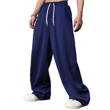 WZIKAI Men's Baggy Sweatpants Elastic Waist Drawstring Wide Leg Sweatpants Casual Loose Baggy Joggers With Pockets{"Size_name":"3X-Large","Color_name":"NavyBlue"} - 海軍藍 - 查看 3