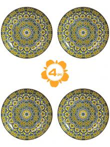 Platos de cerámica estilo bohemio, set individual/4 piezas, set de 4 piezas de colores mixtos, adecuados para platos de cena en el hogar/restaurante, platos de fruta, vajilla de cocina - Multicolor - Ver 10