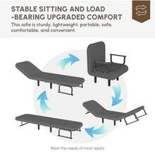 Silla/Sofá cama plegable 5 en 1 para oficina y recepción: Sentado, reclinado, 3 en 1, reposabrazos metálicos, fácil montaje (65 * 68 * 80 cm)