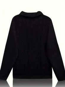 Half-Zip Collar Top, Adjustable Half-Zip Closure For Customized Neckline Feel, Relaxed Fit For Unrestricted Comfort During Wear, Suitable For Spring, Autumn And Cool Weather Periods, Versatile For Pairing With Bottoms For Daily Or Casual Occasions / Vacation Outfits Women /Summer Outfits For Women / Summer Clothes / Summer Tops / Going Out Tops Women - 黑色 - 查看 2