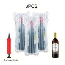 3/6/10 piezas Bolsas protectoras inflables para botellas de vino, envoltura de columna de aire reutilizable y a prueba de golpes con bomba, suministros de embalaje y envío para viajes en avión, bolsas de envío de botellas de vidrio, bolsas de embalaje rellenas de aire