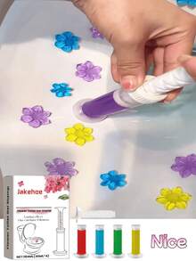 jakehoe 1 Stück Toiletten-Duftkristalle, Toilettenreiniger, Toilettengel mit Blumenduft, Toilettengel-Stempel mit duftendem Toilettenblümchen, mit verschiedenen Farben und Düften, Lufterfrischer und Toilettenblume für Badezimmer Zuhause, Kalkentferner, Geruchsentferner, verschließt den Duft und hält die Luft frisch. Zersetzt Gerüche schnell und hält die Luft im Badezimmer sauber.