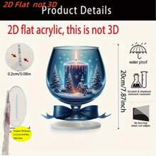 Noapte fermecătoare, lumânare de Crăciun din sticlă și design de casă - decor de sărbători acrilic 2D, potrivit pentru verandă, dormitor, sufragerie - cadou perfect de Anul Nou