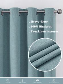 1 件/2 件仿亚麻遮光窗帘，适用于客厅、卧室、影剧院、餐厅，防水、隔热、系带窗帘布