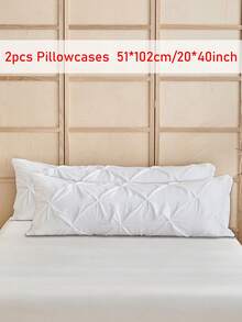 2 件褶皱涤纶枕套，优雅简约风格，适合所有季节 - 白色 - 查看 17