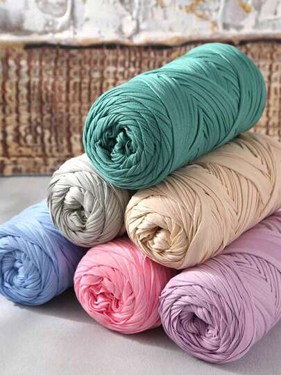 Premium T-Shirt Yarn - 200g/Pc High Elastic Cord Yarn, Soft & Stretchy Polyester Yarn For Vibrant Crochet Projects, Ideal For Home Decoration DIY Crafts Like DIY Weaving, Crochet Projects, Handmade Weaving Bags, Baskets, Blankets, Mats, Shoes, Slippers, Cushions, And Dolls, Multicolor Yarn | Polyester Yarn | Acrylic Yarn | Knitting Accessories