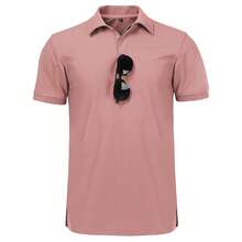 SCODI Mens Polo Shirts Performance Short Sleeve Tactical Shirts Athletic Golf Shirt For Men Daily Casual Collared T-Shirt{"Size_name":"XX-Large","Color_name":"AshPink"} - AshPink - View 3