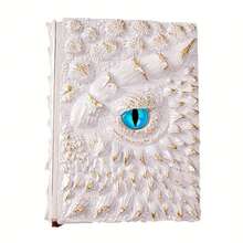 1 3D Embossed Dragon Eye Embossed Dragon Diary Writing Notebook Men/Women Handmade Travel Diary Notebook | Dragon Lover| Fantasy Creative Notebook Blank Paper 120 Sheets 240 Pages 1050g