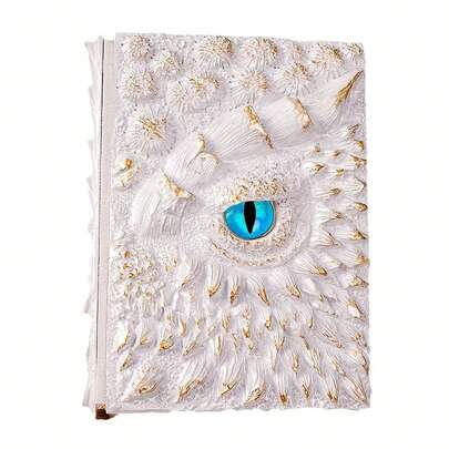 1 3D Embossed Dragon Eye Embossed Dragon Diary Writing Notebook Men/Women Handmade Travel Diary Notebook | Dragon Lover| Fantasy Creative Notebook Blank Paper 120 Sheets 240 Pages 1050g
