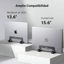 Soporte Vertical para Laptop para Escritorio, Base Stand Porta Ajustable para Ordenador Portátil, Soporte de Escritorio de Aluminio Compatible con Air Pro, Microsoft Surface Laptop - Negro - Ver 5