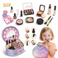 10/17 件女孩过家家化妆梳妆套装礼盒玩具，女孩化妆工具包便携式收纳袋，公主表演游戏配件，儿童化妆玩具手提包适合 3-8 岁女孩，儿童可以用它来学习装扮、模拟场景和玩时尚化妆派对生日、万圣节、圣诞节礼物（不是真正的化妆品塑料玩具） - 彩色 - 查看 11