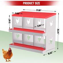 Techigher Chicken Nesting Box,Metal Chicken Laying Boxes,6/8/10 Hole Chicken Nesting Boxes,Easy Egg Collection,Easy Cleaning For Hens - 6 Grids - View 3