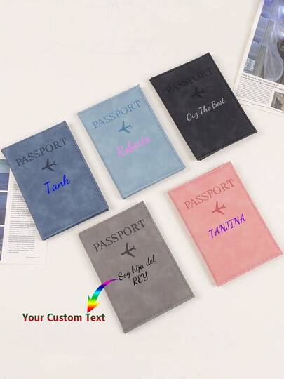 Capa para passaporte com logotipo de texto personalizado, nova capa para passaporte de internacional, porta-passaporte de poliuretano, porta-bilhetes