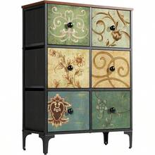 Cmoda con 6 cajones de Tela, Cmoda para Dormitorio, Mueble de Almacenamiento, Muebles de Dormitorio, cajonera para Cocina, Oficina, Pasillo, Mueble para TV con cajones, Estilo rstico