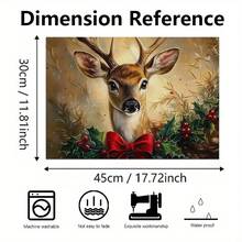 4 buc. Covorașe de masă dreptunghiulare din in, cu imprimeu de reni de Crăciun - Covorașe de masă țesute din in, pentru sufragerie, bucătărie, masă de cafea, decor pentru masă