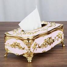 1PC European Luxury Home Desktop Tissue Box,Suitable For Living Room,Coffee Table,High-End Hotel Restaurant Kitchen,Napkin Extractor Box And Household Tissue Storage Box,The Ideal Decorative Piece For Hotel Coffee Tables And Dining Tables - Multicolor - View 4