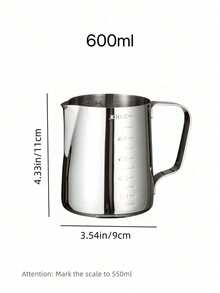 Stainless Steel Latte Art Cup With Measurement Scale, Pointed Spout, Home Barista Milk Frothing Pitcher - Silver - View 15