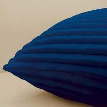 Set Of 2 Comfortable Thick Striped Plush Pillowcase, Soft Decorative Square Throw Pillow Covers, Suitable For Various Occasions Such As Bedroom Bedding, Home Decoration, Sofa Decoration, Camping, Outdoor, Etc - Dark Blue - View 6