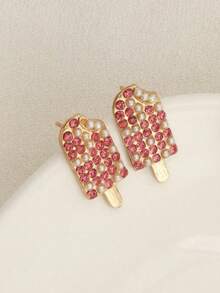 1 Cặp bông tai hình bỏng ngô và kem giả ngọc trai phong cách Âu Mỹ sáng tạo ngộ nghĩnh kèm đá giả (Không kèm thẻ) - Nhiều màu - Xem 10