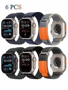 6 Pack Sport Bands - Compatible With Apple Watch Ultra 2/Ultra Bands 49mm 45mm 44mm 42mm 46MM Men Women,Breathable Trail Loop+ Loop+Ocean Bands Compatible With IWatch Ultra 2/Ultra Series 11 10 46mm SE 9/8/7/6/5/4/3/2/1 - (Series 1/2/3-42)/44/45/46/49mm - View 22