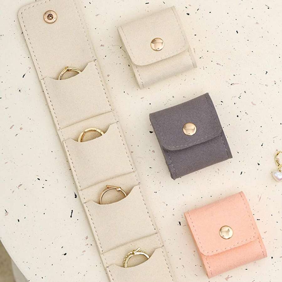 Mini Travel Jewelry Organizer Bag With Buckle, Multi-Compartment Foldable Design Perfect For Necklaces, Earrings, Rings, And Bracelets - Ideal For Weekend Getaways, Vacations, And Everyday Use, Stylish And Functional Accessory For Fashion Lovers, Perfect Gift For Birthdays, Anniversaries, And Holidays, Keep Your Jewelry Easily Accessible, Lightweight And Portable For On-The-Go Convenience, And Chic Storage Solution For All Your Precious Accessories.