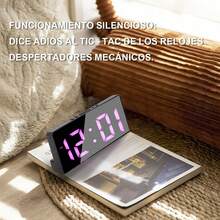 Reloj de mesa con pantalla digital y visualización de luz a colores, suitable para la mesa de la habitación de huéspedes y la mesita de noche del dormitorio - Negro - Ver 3