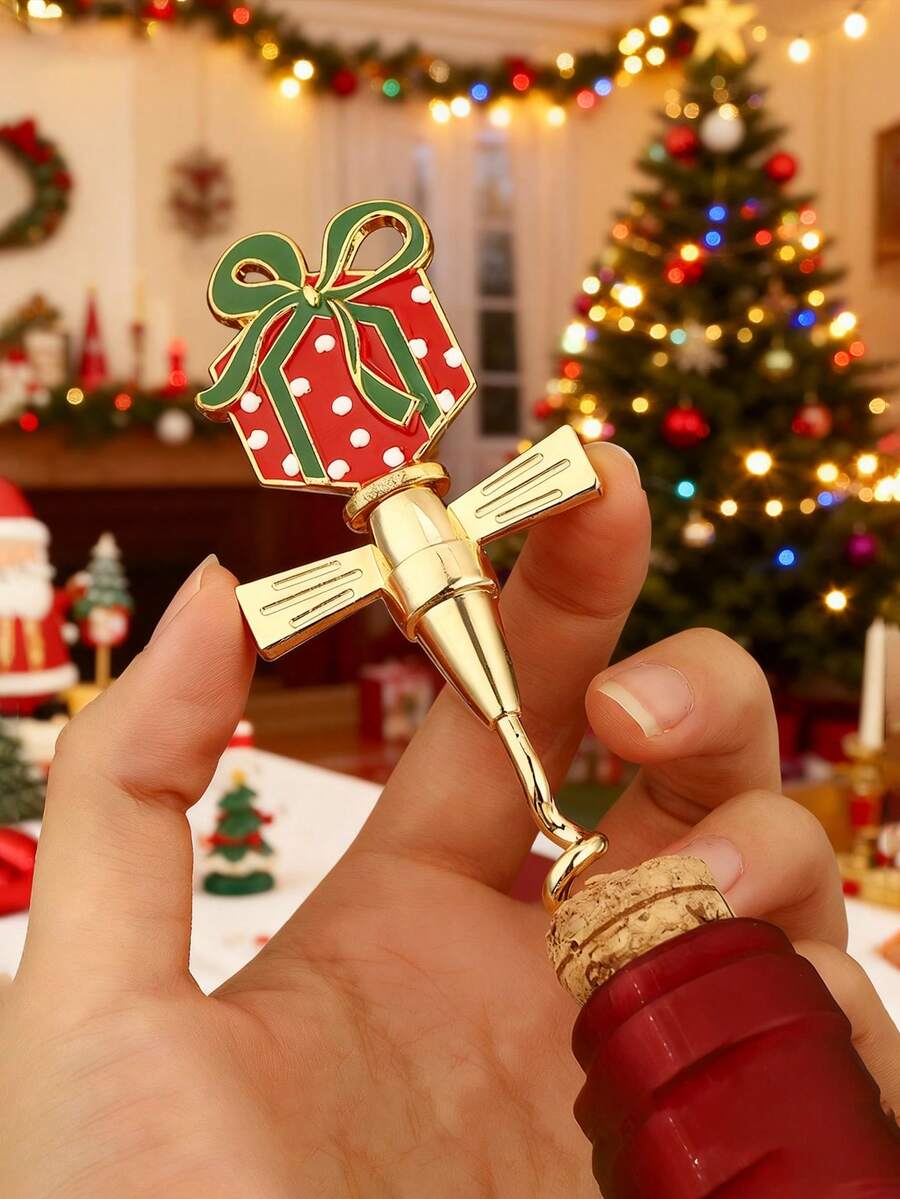 1 pieza Abridor de botellas de vino de Navidad con diseño de oso y perro con sombrero, de material de aleación resistente, regalo navideño para el hogar, bar, cocina o decoración de fiestas, decoraciones navideñas, utensilios de cocina, entretenimiento en el hogar, regalo de Navidad, celebraciones navideñas, decoraciones navideñas, abridor de botellas de Navidad, suministros para fiestas de Navidad, cena familiar