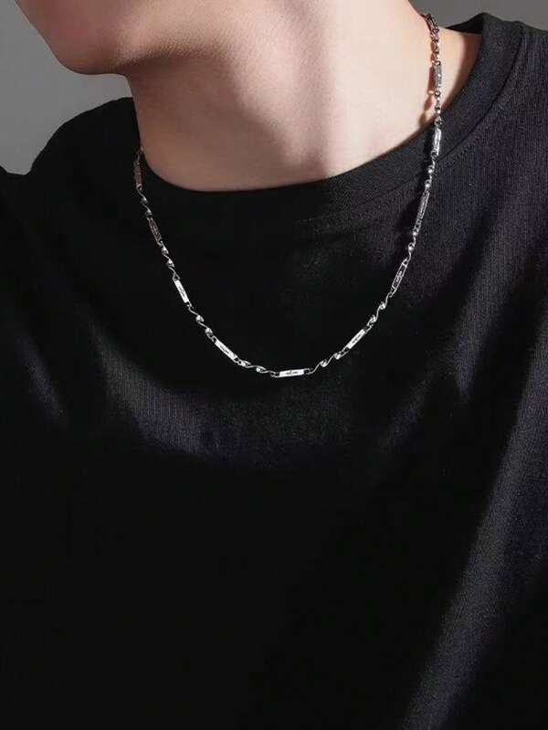 1pc Titanium Steel Mobius Strip Necklace For Men, Star & Cross Design, Stylish Hiphop Accessory Suitable For Daily Wear, Parties, Gifts