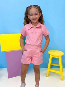 Kit 2 Girls' Jumpsuit Casual Fashion Blogger - Rosa Pálido - Ver 11