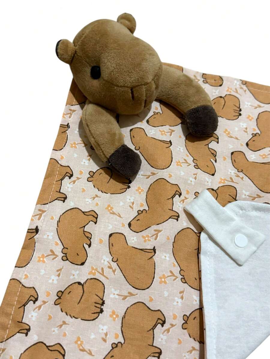 Soft Plush Blanket With Pacifier Holder, Anti-Allergic, Extra Soft, 28x28 Cm, 100% Cotton - 水豚 - 查看 1