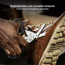 Stainless Steel Tactical Folding Scissors - Multifunctional, Durable Outdoor Tool With Tape Cutter & More Scissor Sharpener Sheet Metal Cutting Tool