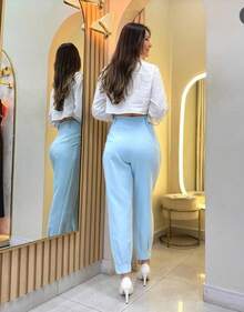 Women's Formal Carrot Tailored Trousers Basic Jogger Pants - 藍色 - 查看 2