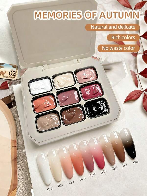 Nail Polish New Popular Mini 9 Grid Nail Art Color Patting Glue Gradient Effect Christmas Nail Art Gift Salon Nail Art Fingertip Art Design