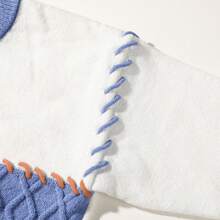 男士撞色套头针织毛衣，冬季长袖上衣