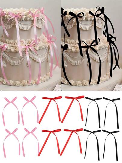 10pcs Bow Cake Decorations, DIY Bow Cake Decorative Ribbons, Birthday Party Decorations, Anniversary Birthday Wedding Cake Decorations, Holiday Gifts Decorations, Baking Cake & Dessert Bow Decorations, Party Favors, Birthday Party Table Decorations, Minimalist Bow Decor Home Accessories For Christmas, Valentine's Day, Mother's Day, Wedding Party, New Year